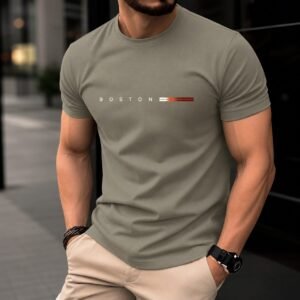Herren Baumwoll T-Shirt mit Boston Print